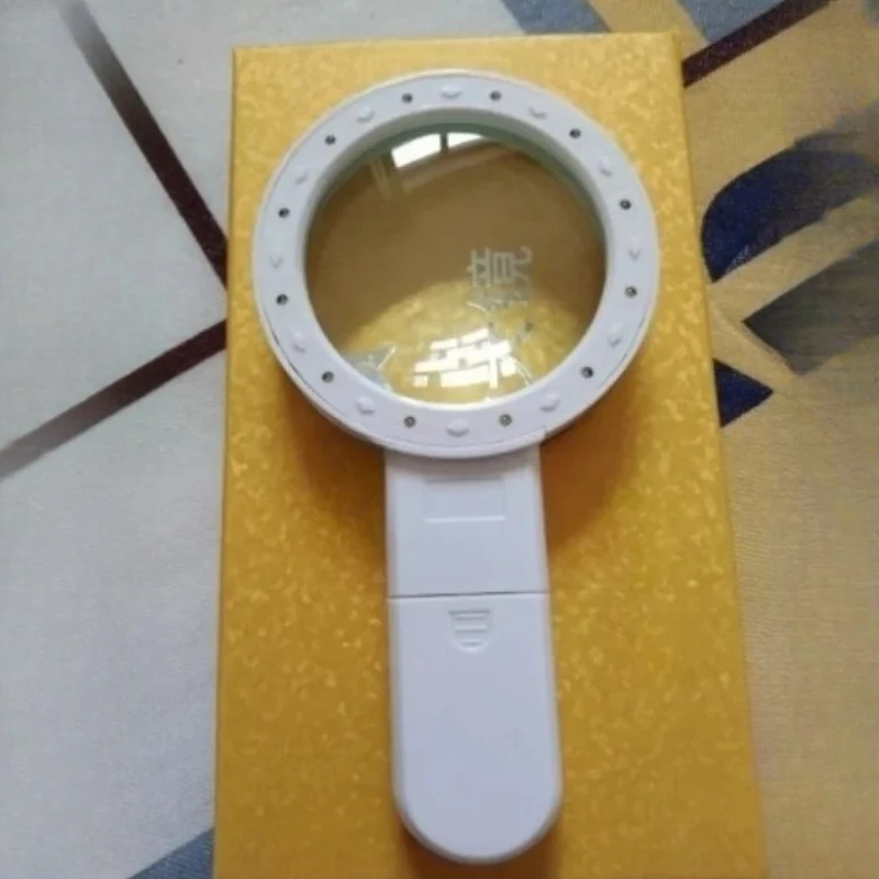 Handheld 30X Illuminated Helping Hands Magnifier Aid Reading for Seniors Loupe Jewelry Repair Magnifying Glass with LED Lights