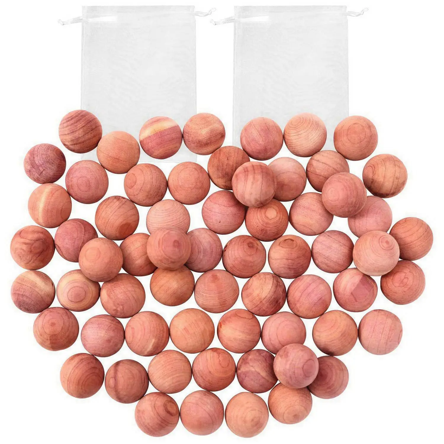 Cedar Balls for Closets and Drawers Natural Cedar Balls for Clothes Storage 48PCs with 2 Satin Bags