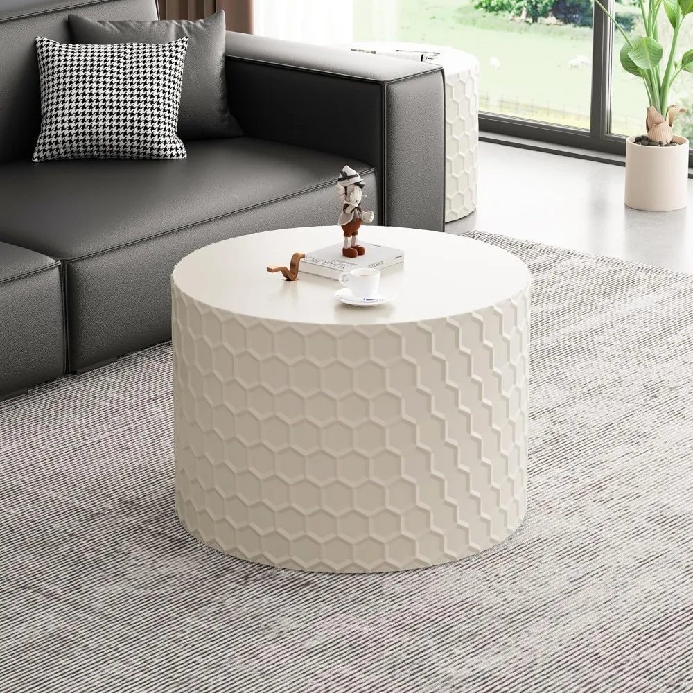 Modern Honeycomb Patterned Nesting Coffee Table Duo