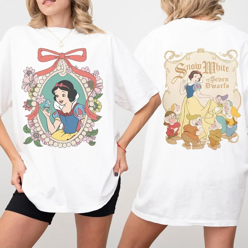 

Ретро футболка Disney Белоснежка: удобная цветная футболка с принтом, футболка Best Friend, Good Sister Disney
