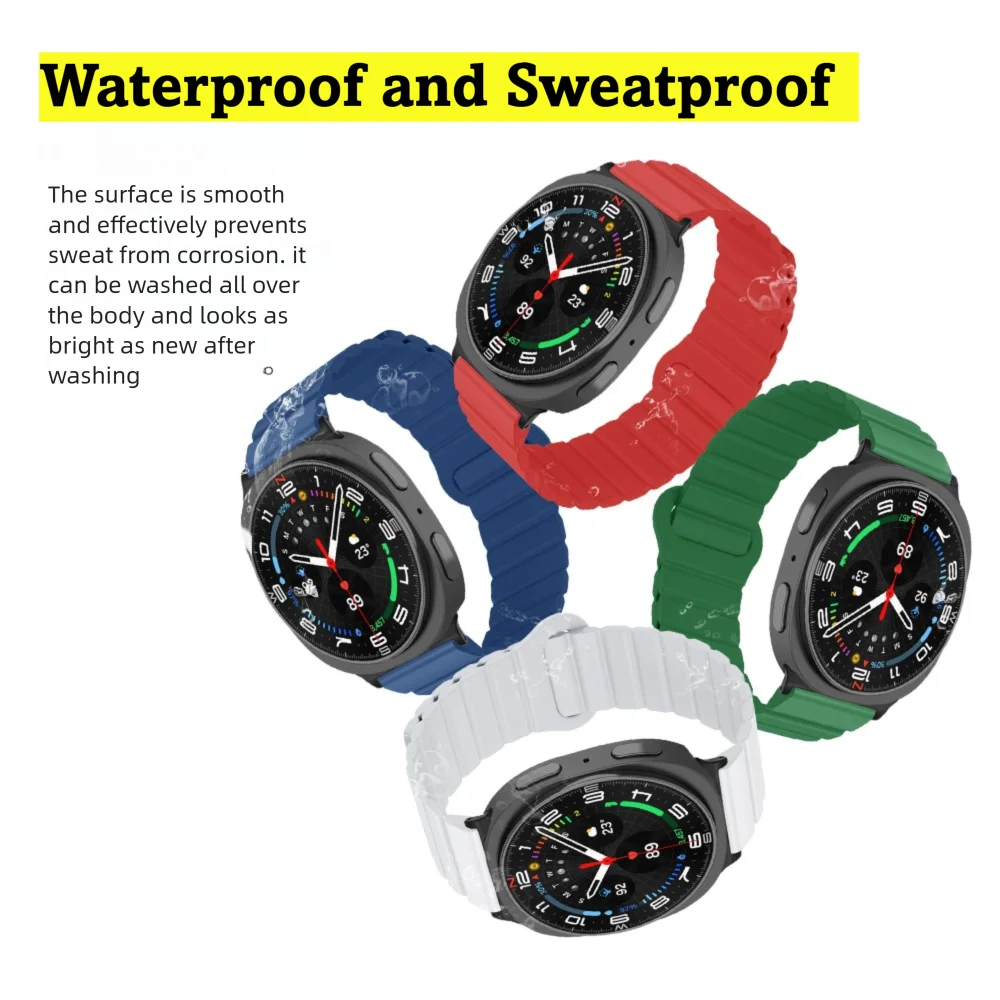 Magnetic Silicone Strap For Samsung Galaxy Watch 8 44mm/40mm Bracelet Strap Quick Release Washable Sport Loop Smart Watch Band