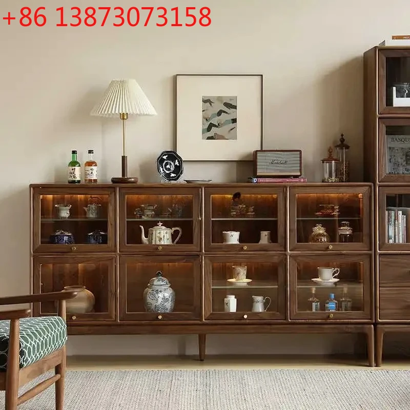 

Чайный сервиз из цельного дерева, фарфоровое стекло с витриной для лампы, книжный шкаф с раздвижной дверью из черного ореха, винный шкаф.