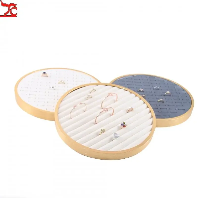 

Круглый металлический демонстрационный поднос с бархатной отделкой, подставка для серег, тонкая доска для хранения браслетов, реквизит для демонстрации ювелирных изделий на прилавке