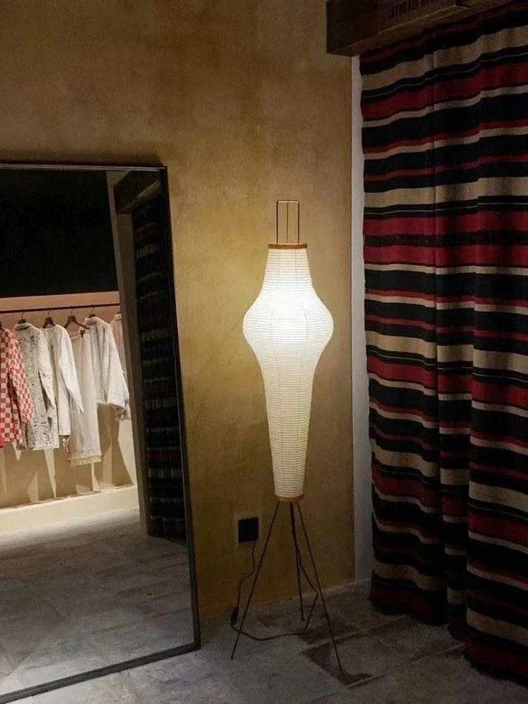 

2025 Japanese Designer Atmosphere Akari Noguchi Yong Decorative Floor Lamp Rice Paper Standing Lamp LED E27 Study Bedroom Living
