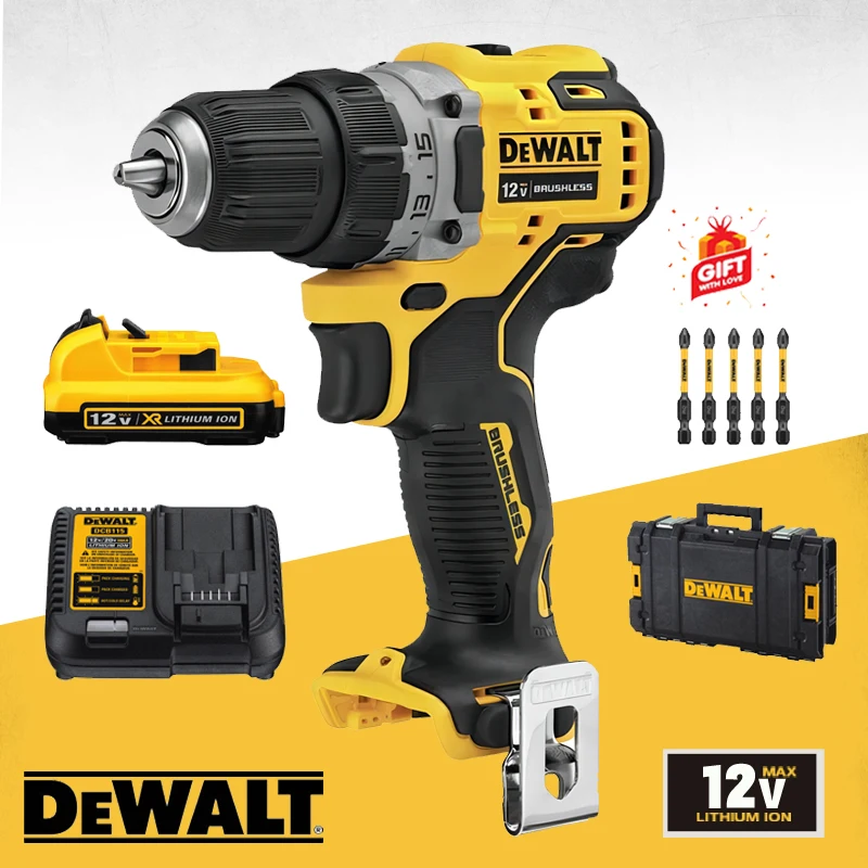 DEWALT DCD701 12V Cordless Drill Driver Kit Brushless Motor Electric Drill Screwdriver With 2.0Ah Lithium Battery Power Tools