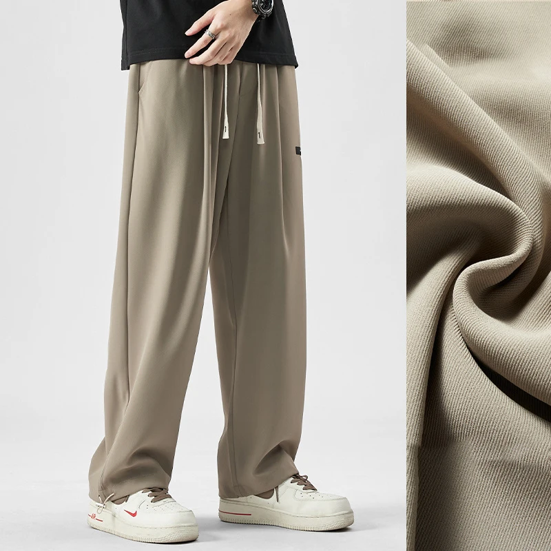 2024 New Y2K Straight Gym Pants Men's Korean Fashion Sportswear Drawstring Wide Leg Sweatpants Casual Baggy Vintage Trousers