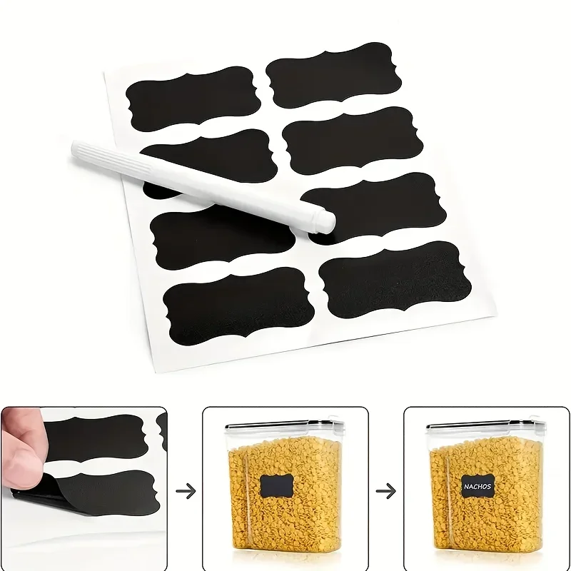 49PCS Kitchen Storage Labels | Waterproof Food Container Stickers for Pantry, Jars & Cabinet Organization