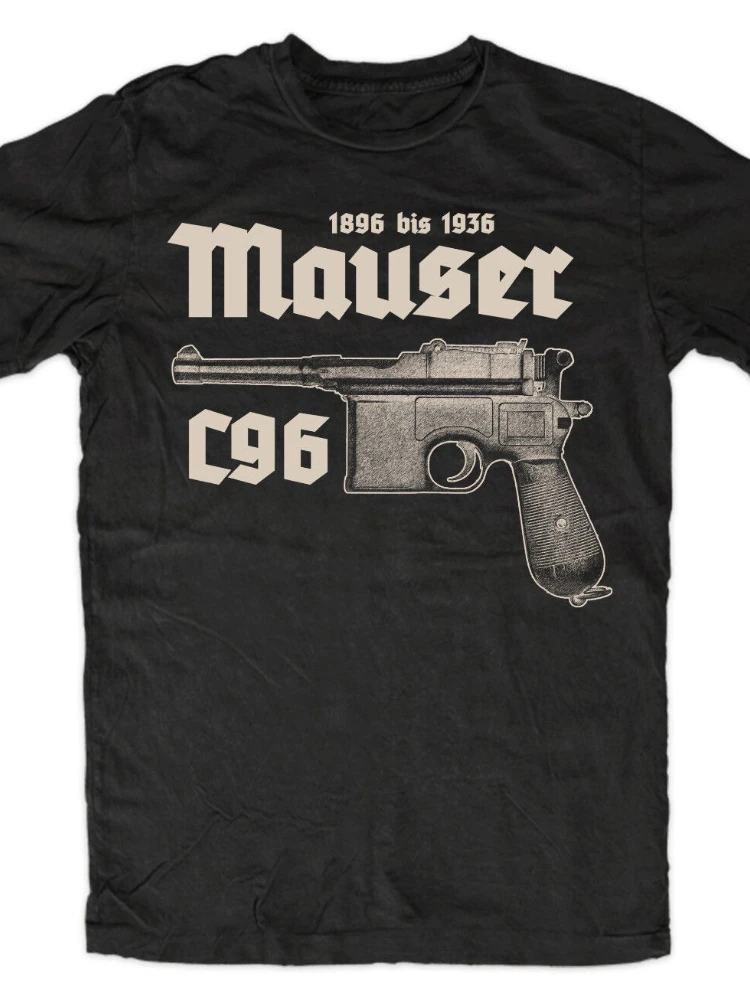 Mauser C96 Premium T-Shirt Gun 08, Parabellum, Self-Loading Pistol  Men TShirt Short Sleeve Casual 100% Cotton O-Neck Shirt