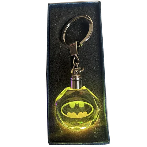 New Crystal Keychain Iron Man Avengers Heroes Marvel Luminous Colorful Glass Boutique Car Keychain Pendant Couple Children