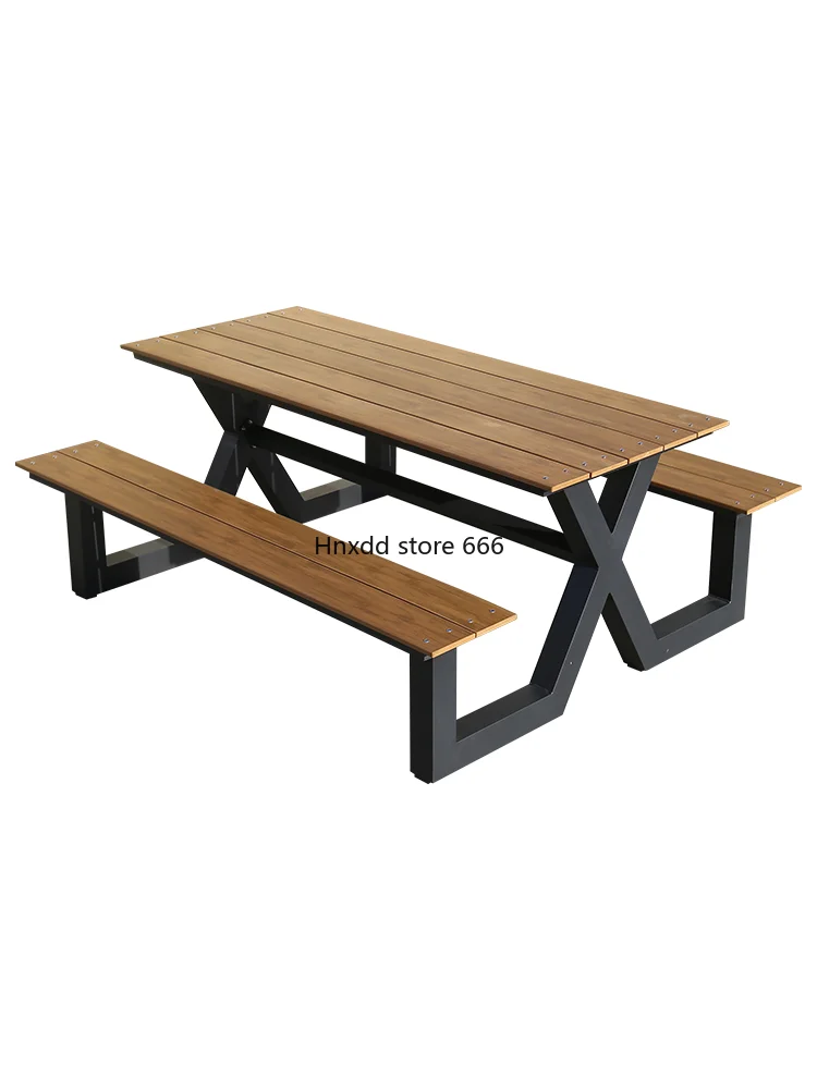 Outdoor plastic wood villa courtyard table and chair combination