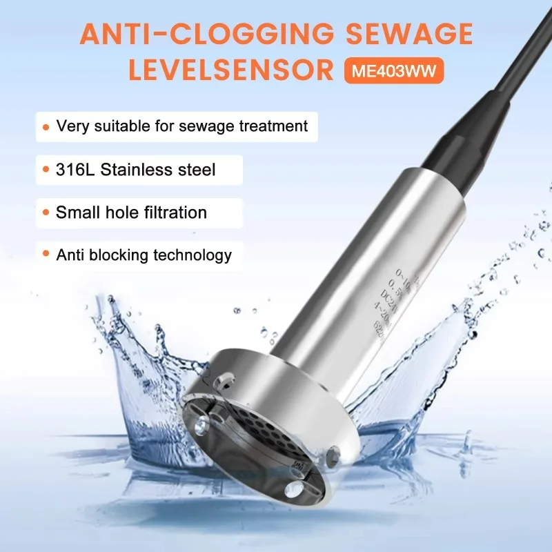 ME403WW Industrial High Precision Anti Clogging 4-20mA Stainless Steel 316L IP68 Submersible Static Pressure Water Level