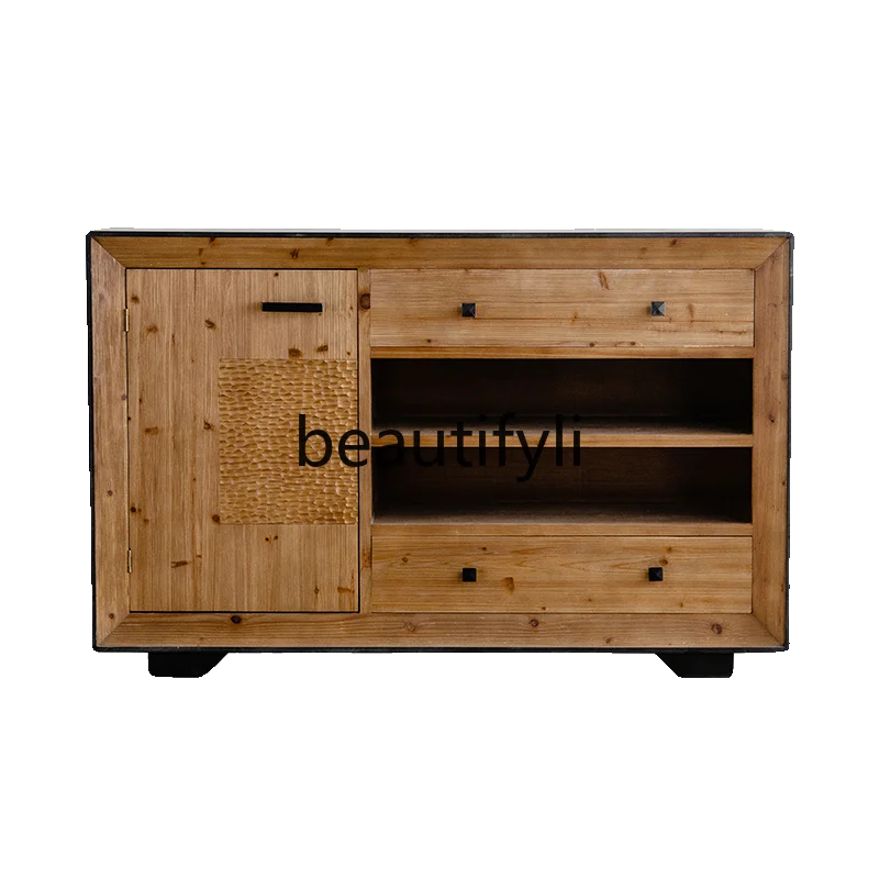 Wabi Sabi retro old dining side cabinet home living room tea cabinet B & B American medieval style home entrance cabinet