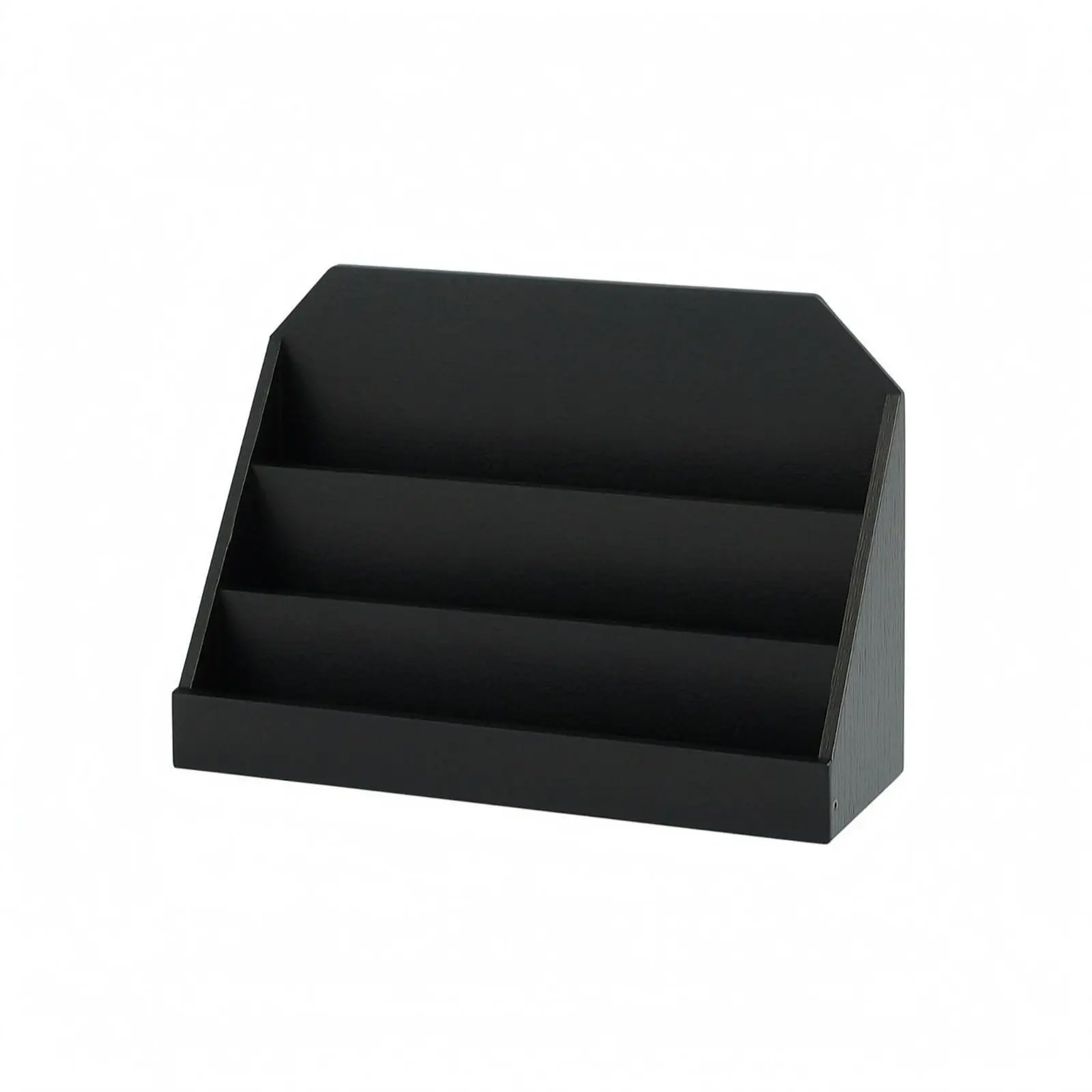 Wooden Magazine Rack Open Top Three-Tier Document Rack Vintage Style Slanted