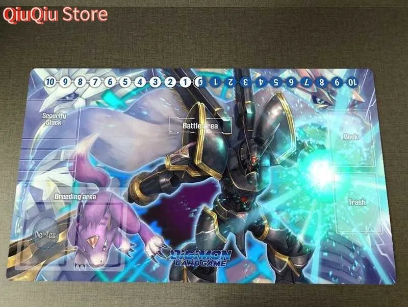 

Аниме DTCG Playmat Digimon Alphamon & Dorumon Trading Card Game TCG CCG Коврик и зон Коврик для мыши Сумка Противоскользящий резиновый коврик 60x40 см