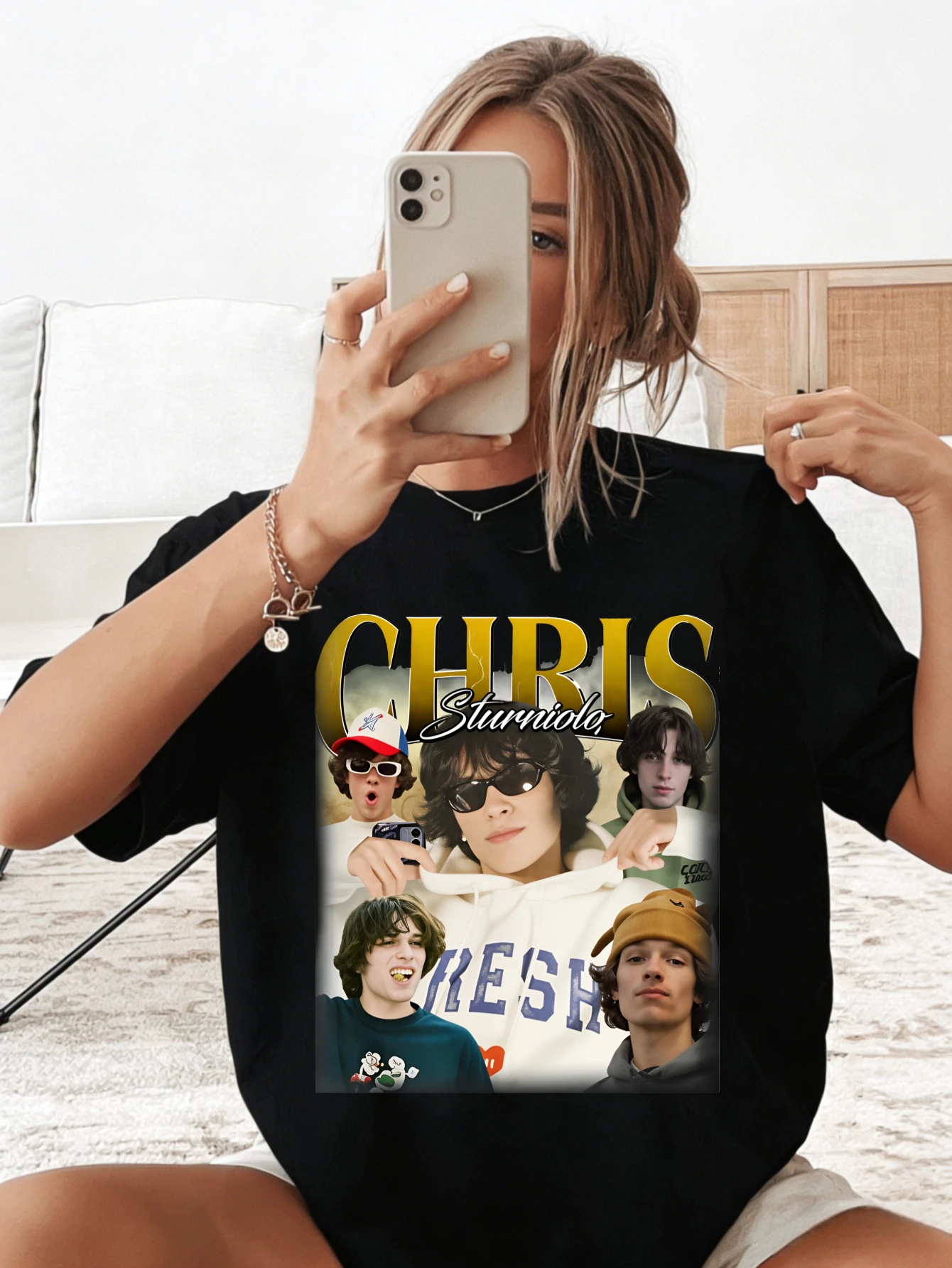 

Women Oversized Cotton Retro CHRIS Character Printed Summer Casual Streetwear Graphic T Shirt