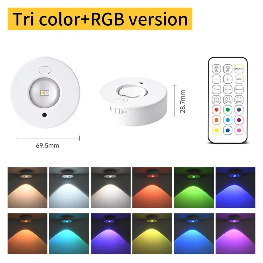 

Новый светодиодный прожектор из АБС-пластика RGB, белый перезаряжаемый светильник под шкафом с ИК-пультом дистанционного управления, регулируемый ночник для витрины в шкафу
