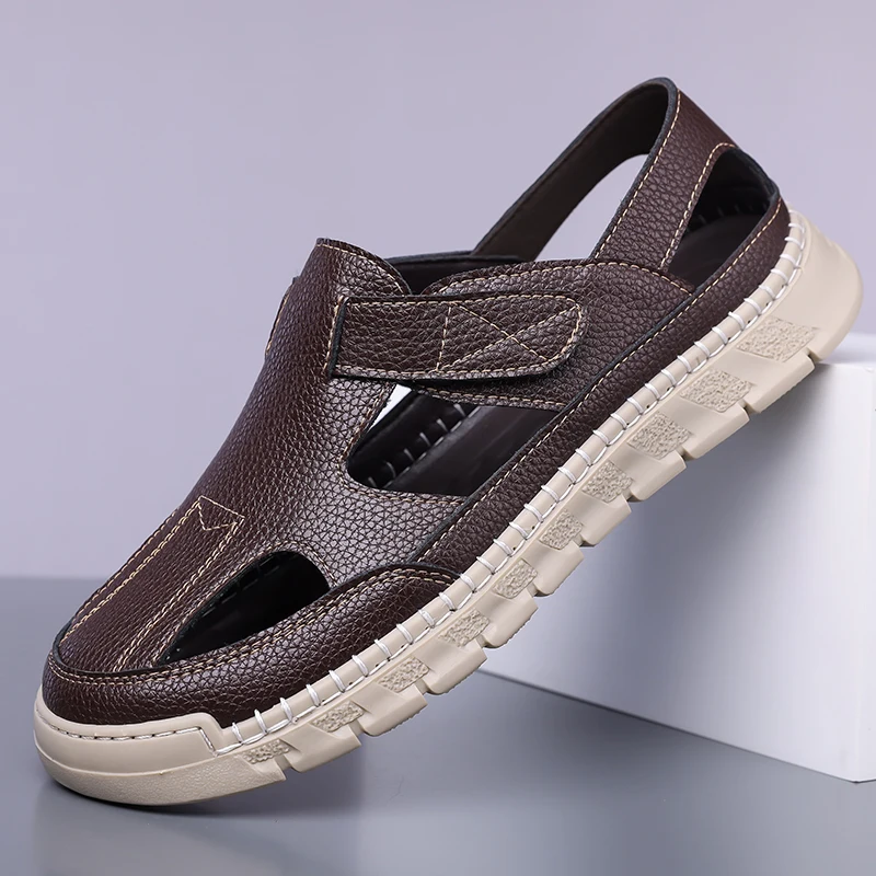 

Men's Hollow Out Loafers, Summer Breathable Soft Sole Slip-On Sandals, Lightweight Comfortable Casual Shoes-HT618