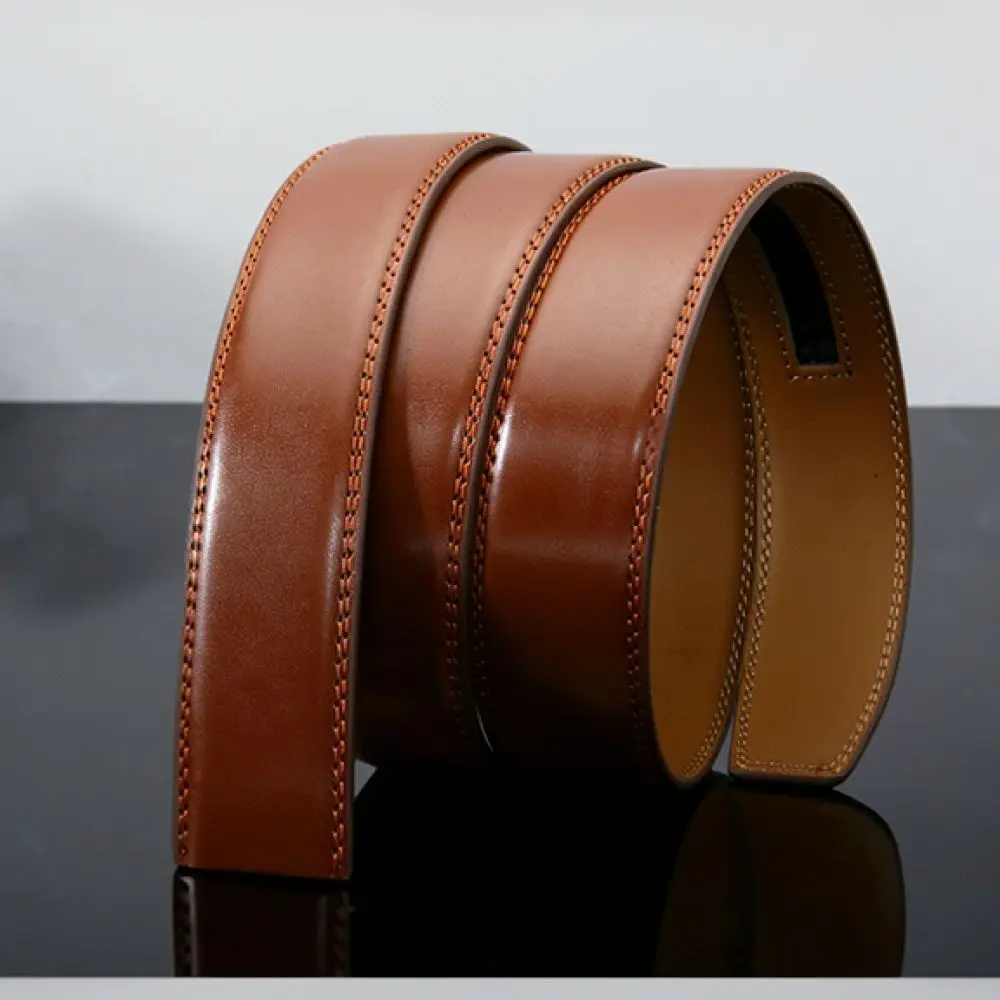Mens Leather Belt Replacement Strap Without Buckle Automatic Style Business Casual Formal Cowhide Waistband Accessory