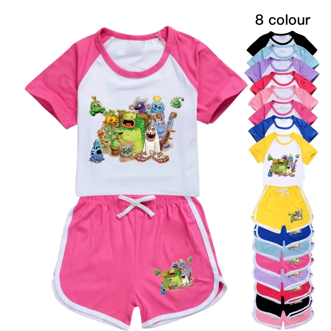 

MY SINGING MONSTERS Clothes Kids Summer Sports Suit Baby Boys Girls Cartoon T Shirt+shorts 2pcs Sets Teenager Children Tracksuit