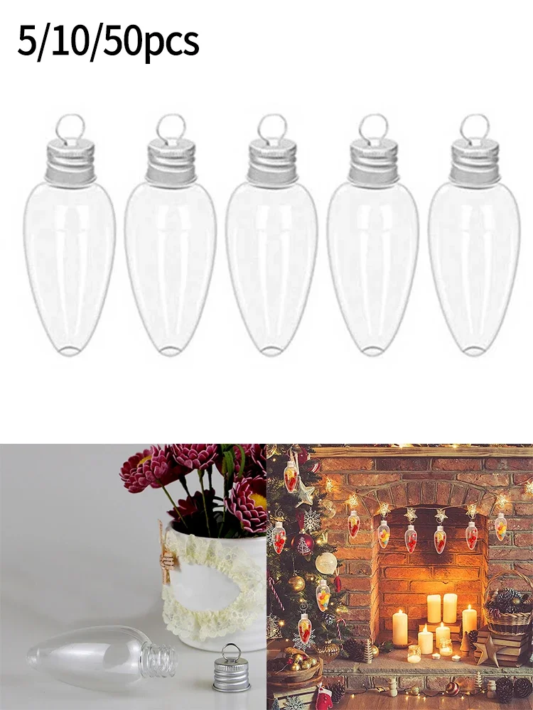 5/10/50pc Christmas Transparent Ball DIY Clear Filled Plastic Ornament Bulbs Xmas Tree Hanging Decor Candy Containers Kids Gifts