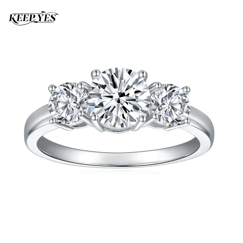 

Кольца для помолвки KEEP YES 1CT с муассанитом для женщин, классические круглые, с 3 искусственными бриллиантами, из серебра 925 пробы, роскошные ювелирные изделия