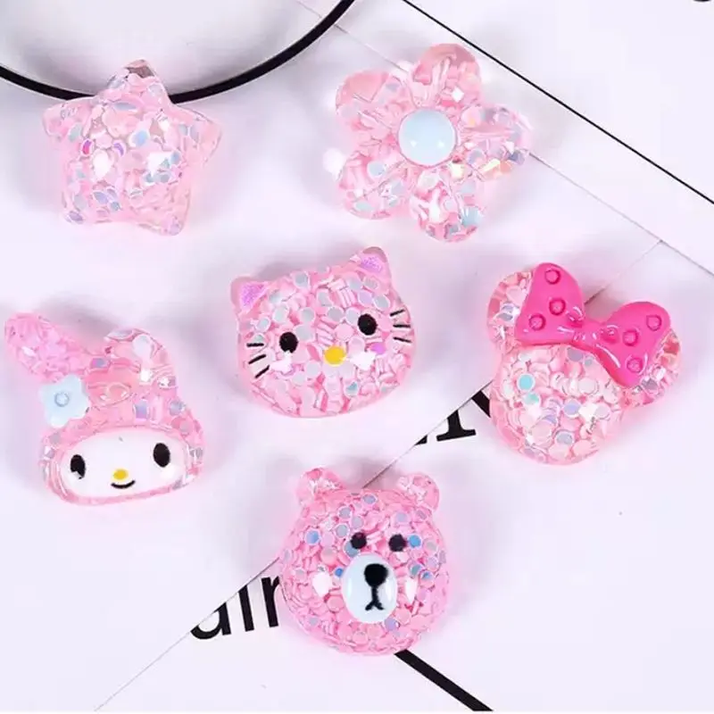 20 stücke sanrioed meine Melodie Hallo Kitty Nagel Charms Kawaii Glitter Nagel Schmuck Edelsteine Cartoon Flat Back Harz Nagel Aufkleber