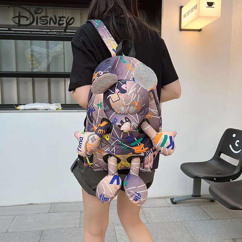 Disney mickey\'nin yeni serin bebek sırt çantası moda yüksek kaliteli kadın sırt çantası karikatür rahat yönlü Hip Hop erkek sırt çantası