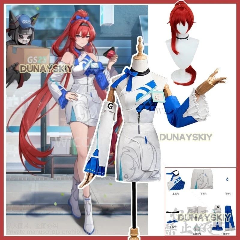 Anime Game Wuthering Waves Cosplay Yinlin 띵조월드 In AGF 2024 Costume 명조 Qipao Dress Lolita Red Wigs For Halloween Cos Customized