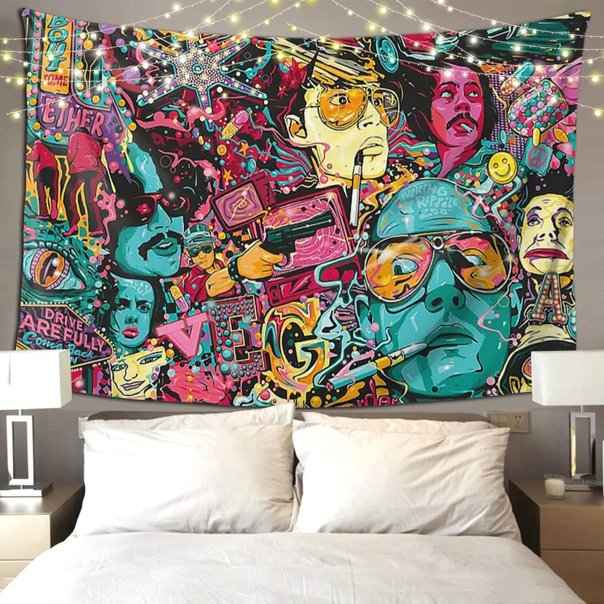 Fear And Loathing In Las Vegas Art Tapestry Funny Wall Hanging Aesthetic Home Decor Tapestries for Living Room Bedroom Dorm Room