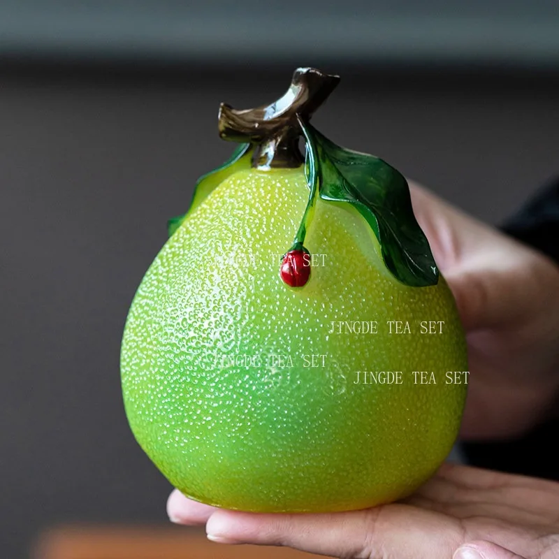 Heat Sensitive Color Changing Tea Pet Simulation Pomelo Shape Resin Tea Ornament Decor Chinese Gongfu Tea Table Decoration