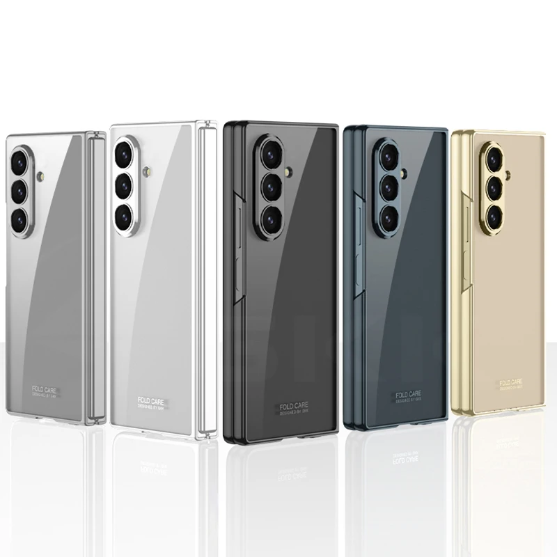 Luksusowe etui z powłoką galwaniczną i przezroczystą obudową do Samsung Galaxy Z Fold 7 6 5 4, szklana osłona ekranu przedniego, plastikowa osłona ochronna do etui Galaxy Z Fold7 — zdjęcie produktu 6