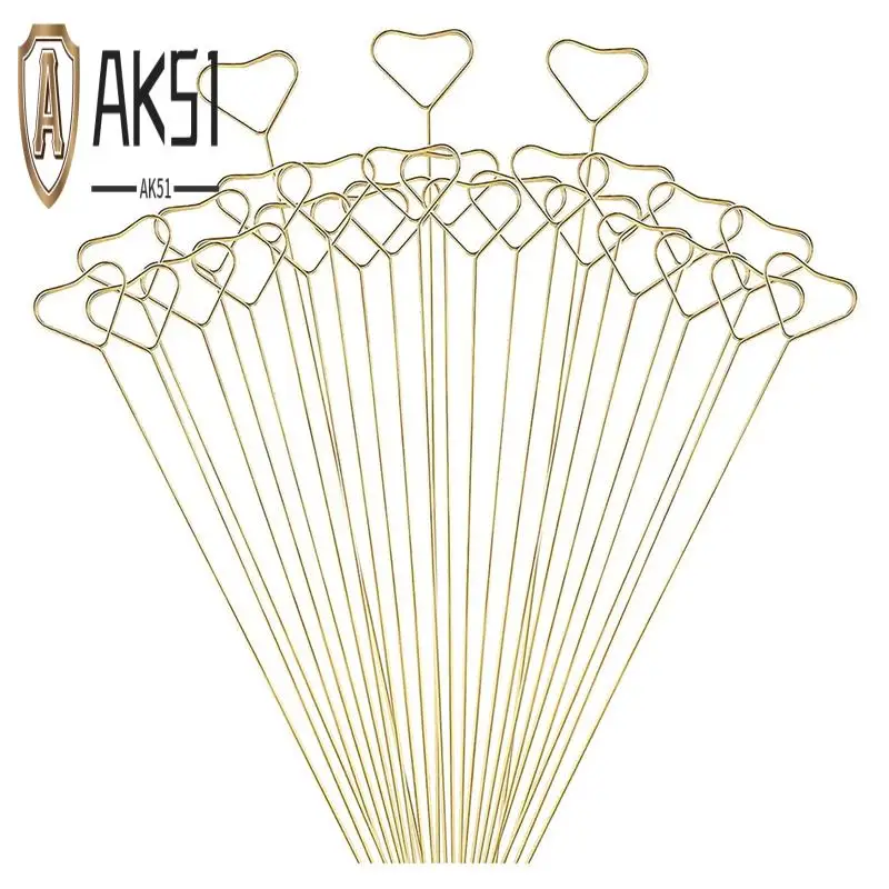 

AK51-30 Pcs Metal Floral Place Card Holder, 13 Inch Heart Shape Flower Picks Clip For Floral Arrangement, Gift Card Holder