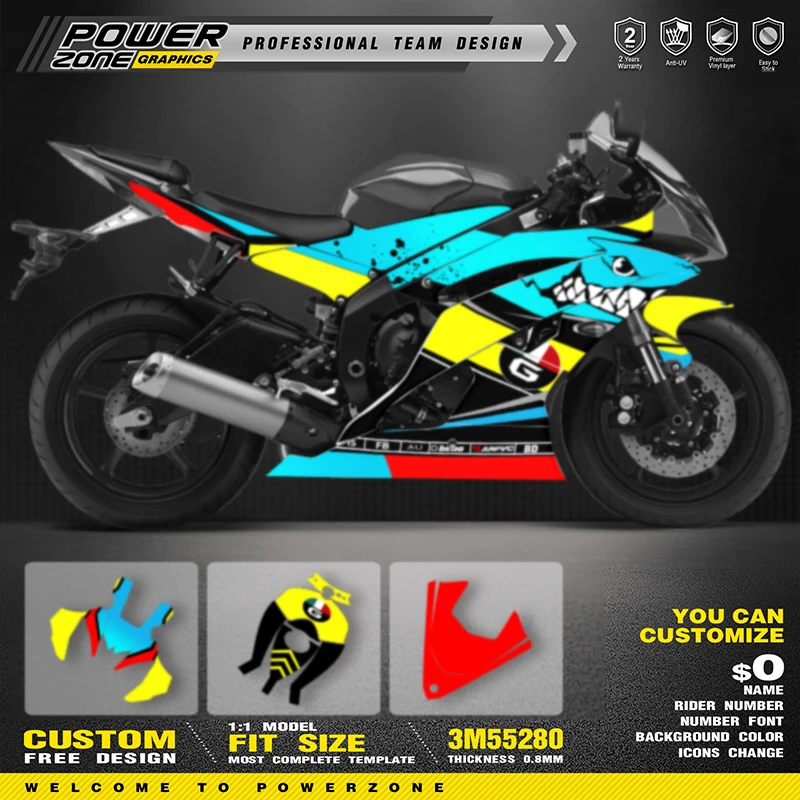 

PowerZone пользовательская командная графика R6 графические наклейки для YAMAHA R6 Supermoto 2016 2015 2014 2013 2012 2011 2010 2009 2008