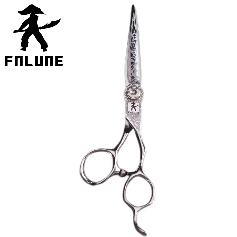 FnLune 6.0 6.8 inch Tungsten Steel Pattern Top Professional Hair Salon Scissors Cut Barber Accessories Haircut Shear Scissors