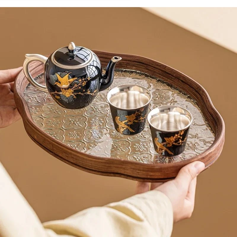 “xi shang mei shao”silvering teapot teacups Light luxury high-end home tea making kung fu set 1 pot 2 cups gift for friends