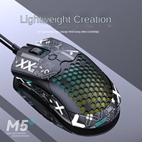 Free Wolf M5 Honeycomb Lightweight USB Wired Mouse Ergonomic RGB PAW3325 Chip 12000DPI E-sports Game Mouse for PC Laptop Tablet