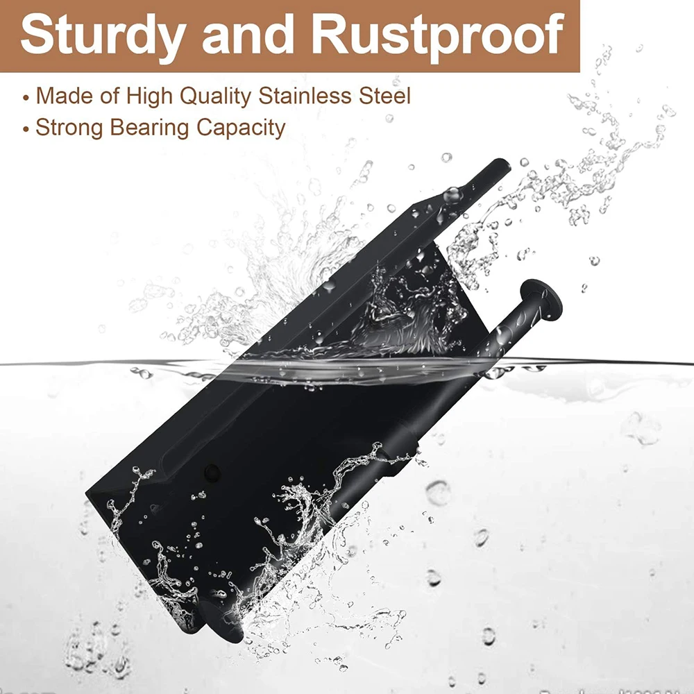 حامل ورق تواليت مزدوج مزدوج كبير حامل مناديل من الفولاذ المقاوم للصدأ مع حامل جداري للهاتف لحمام الحمام