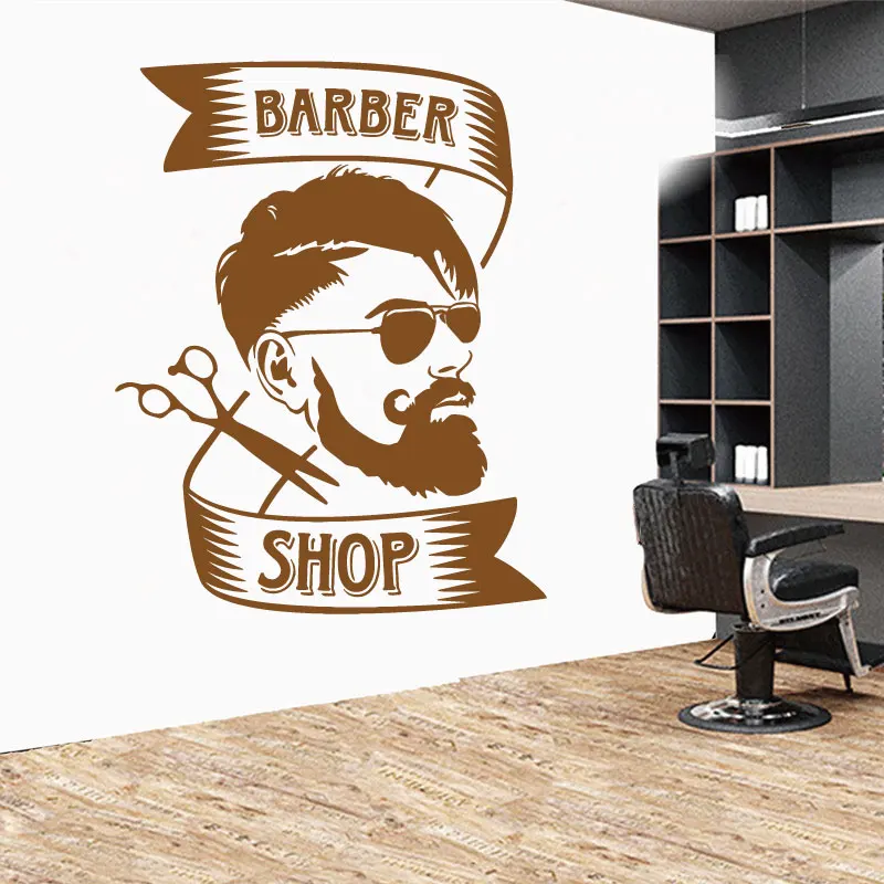 Hair salon vinyl wall decals men\'s style barber shop stickers window shop recruits personalized decoration stickers mural gifts