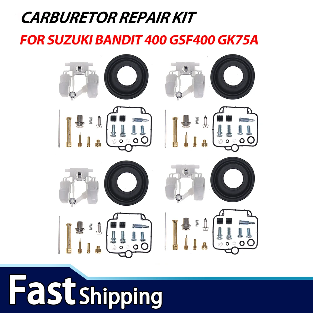 4Sets For SUZUKI Bandit 400 GSF400 GK75A Carburetor Carb Rebuild Repair Kit & Float