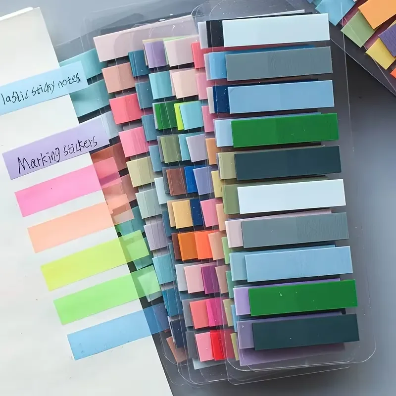 200Pcs of European vintage fluorescent PET transparent marked ten mixed colors for organization recording Suitable for office image 4