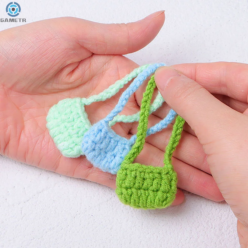 1/12 Doll Plush Knitted Shoulder Bag Crossbody Bag Doll Mini Dress Up Accessories Dollhouse Decor Kid Pretend Play Toys