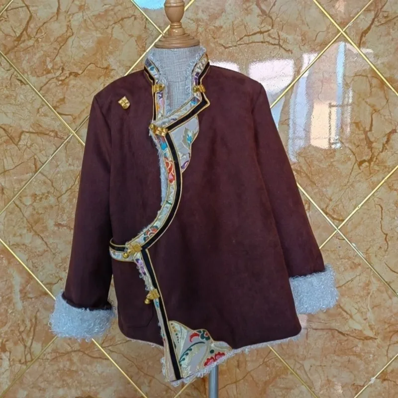 

Tibetan Winter Cotton-Padded Coat Men's and Women's Same Color Double Thickened Outer Wear Warm Ethnic New