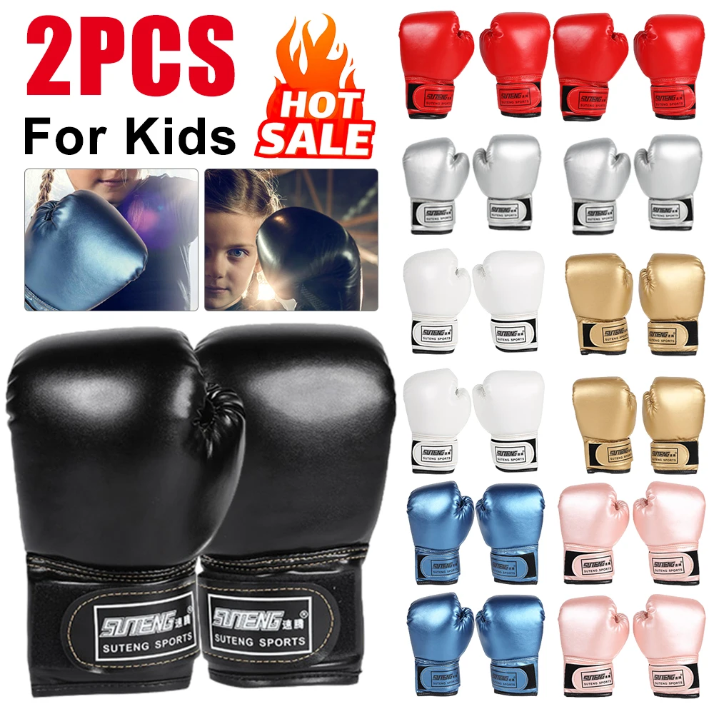 1 Pair Boxing Gloves for Kids Children Professional Sanda Karate Muay Thai Punching Training Fighting Mitts Sports Boxing Gloves