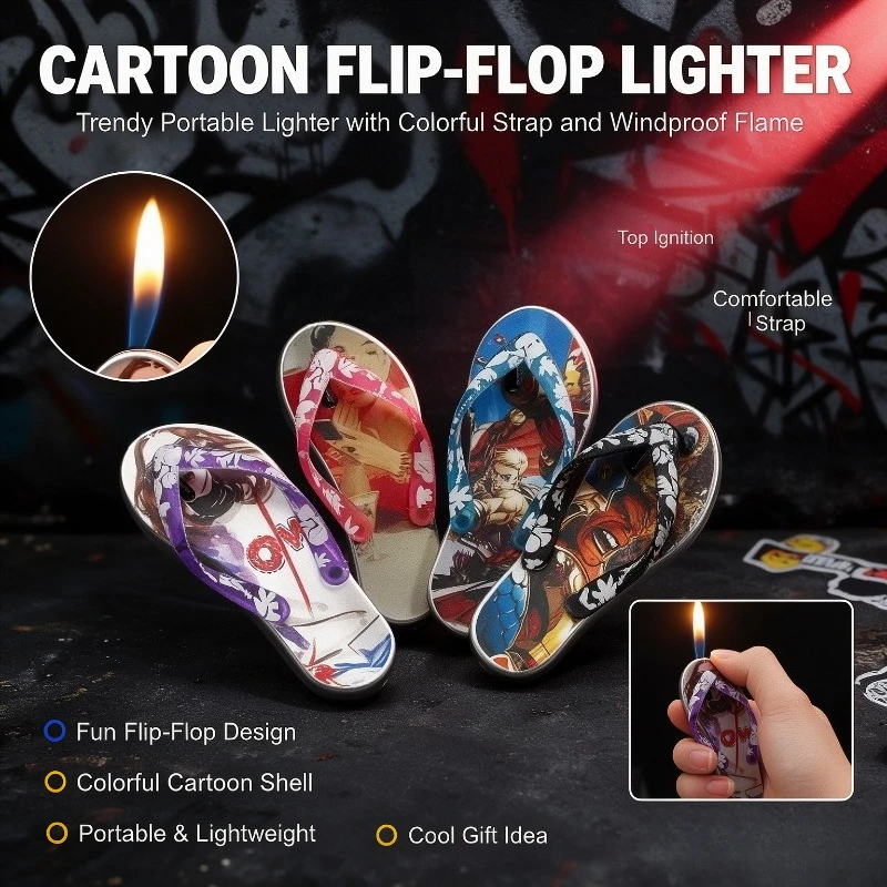 Mini Flip Cartoon Open Flame Lighter, Portable Butane Gas Balloon Lighter, Lovely Custom Smoking Accessory Gift for Outdoor Use