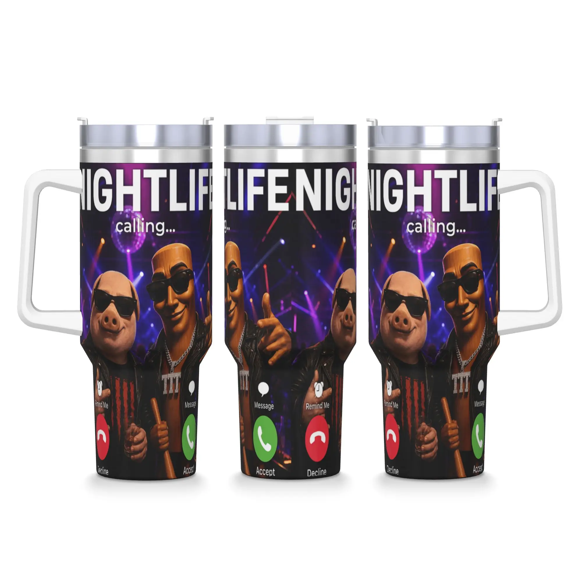 Club Hype Man Night Party Bros John Pork Tung Sahur Brainrot Stainless Steel Tumbler Thermal Mug With Straws Large Car Mugs