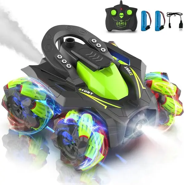 

Машинка на радиоуправлении, трюковая машинка на пульте управления 360° ° Внедорожник 4WD с вертикальным и боковым вращением колес, для всех типов местности, с двумя