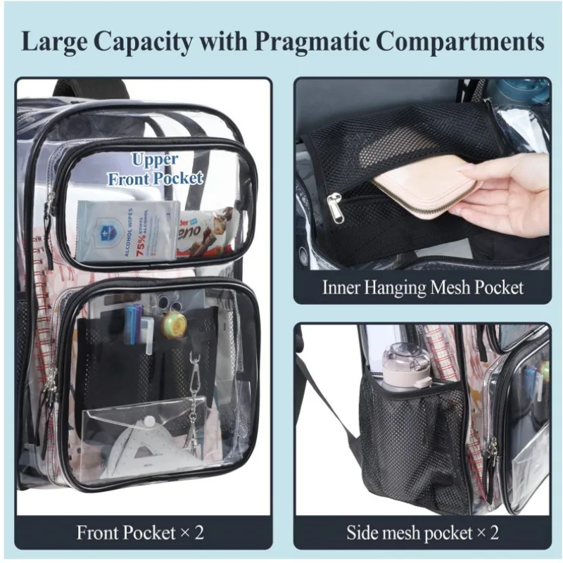 Large Capacity Transparent backpack Unisex Fashion Simple Portable Backpacks Multifunctional Waterproof Male Female Knapsack