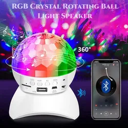 Wireless Bluetooth Speaker Stage 7 Color RGB  Light,360 Degree Rotation Crystal Ball Night Lights for DJ Club Disco Party KTV