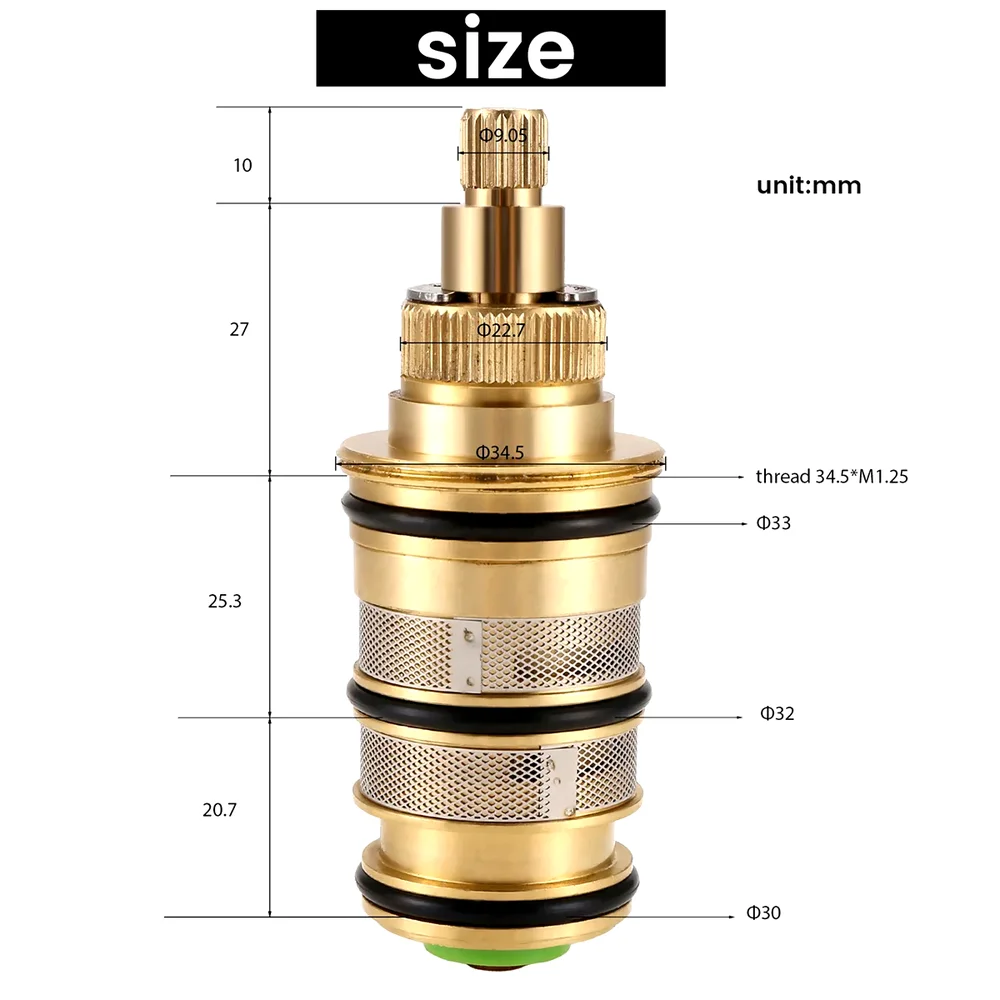 Brass Replacement Thermostatic Cartridge,Shower Mixer Valve Bar Repair Kit Intelligent Thermostatic Valve Core