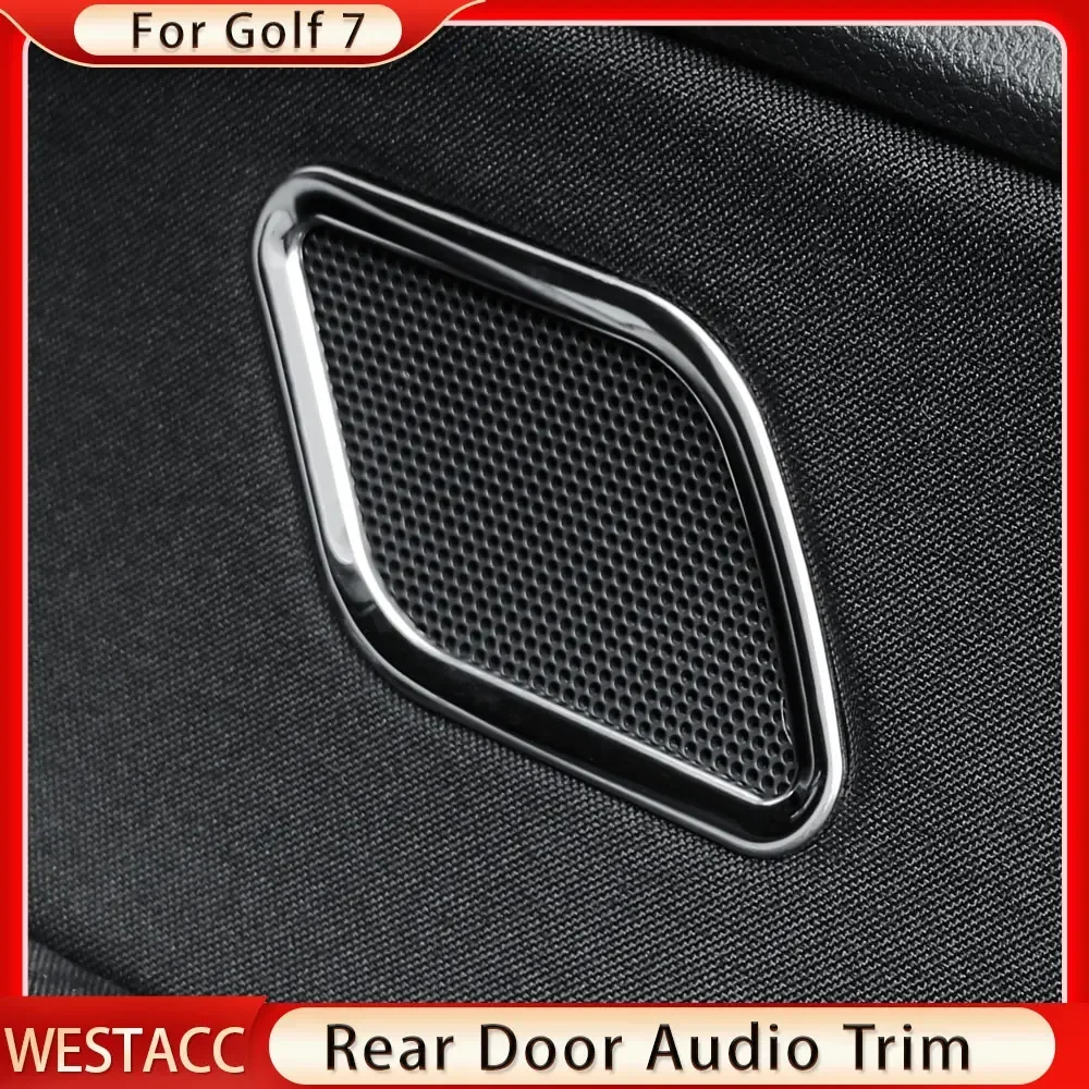 Rear Door Speaker Audio Cover for Volkswagen VW Golf 7 MK7 7.5 MK7.5 2012 - 2019 Sequin Sticker Trim Stainless Steel Accessories